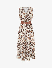 Robe sans manches imprimé léopard - Marron - 1
