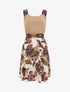 Robe imprimé floral à taille élastiquée fantaisie - Camel - 1