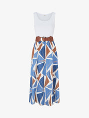 Robe longue sans manches imprimé graphique - Bleu clair - 1
