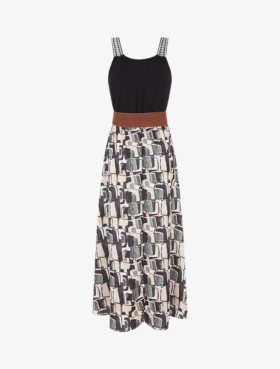 Robe longue imprimé graphique - Noir - 2