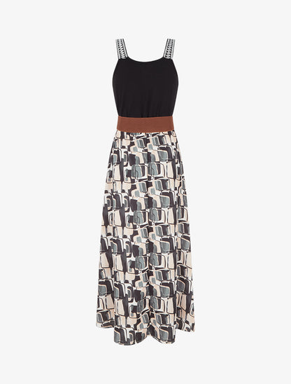 Robe longue imprimé graphique - Noir - 2