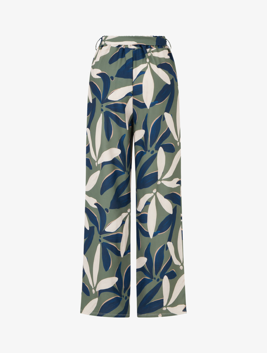 Pantalon élastiqué à imprimé floral - Kaki - 2