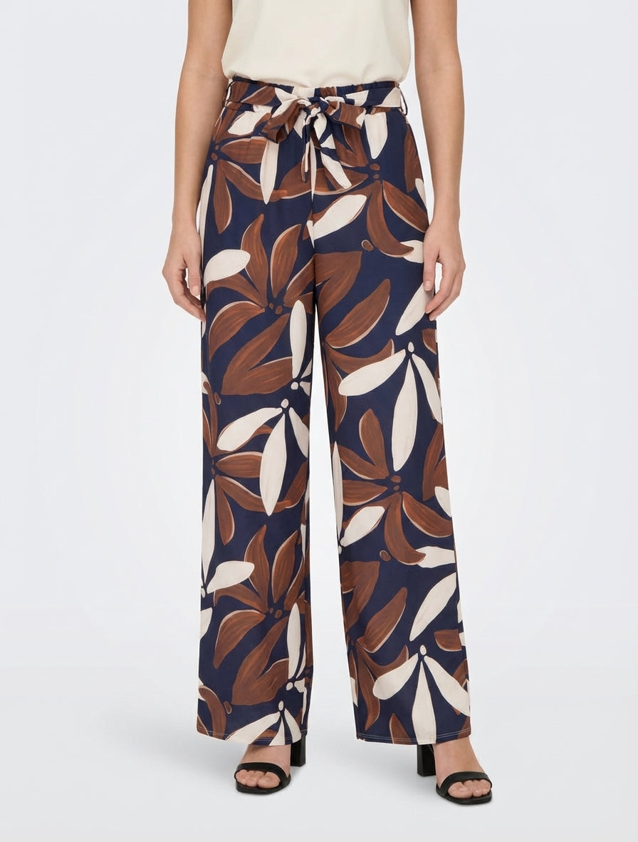 Pantalón elástico con estampado floral - Marine