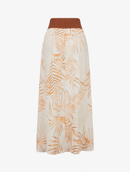 Jupe longue imprimé feuillage - Beige - 2