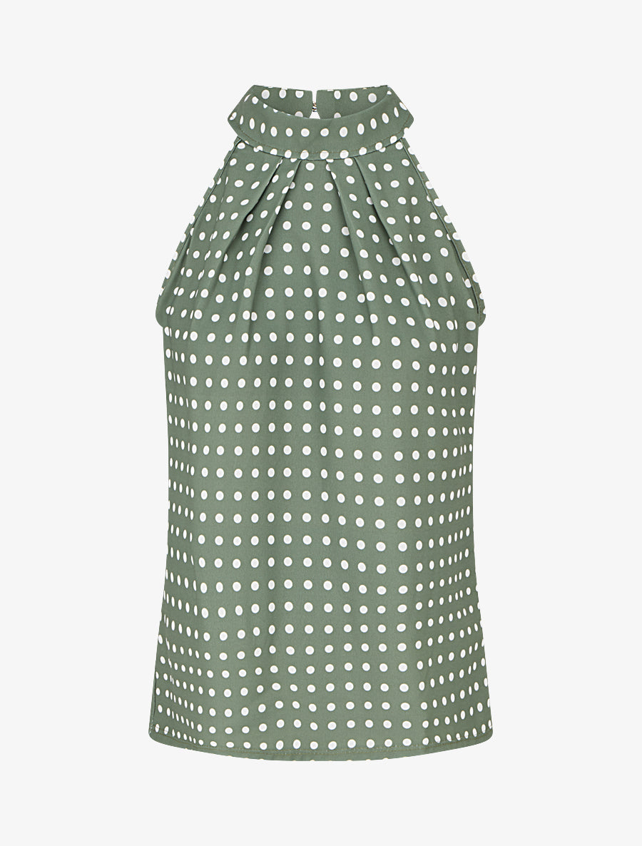 Top sans manches imprimé à pois - Kaki - 1