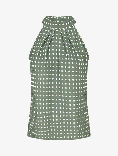 Top sans manches imprimé à pois - Kaki - 1