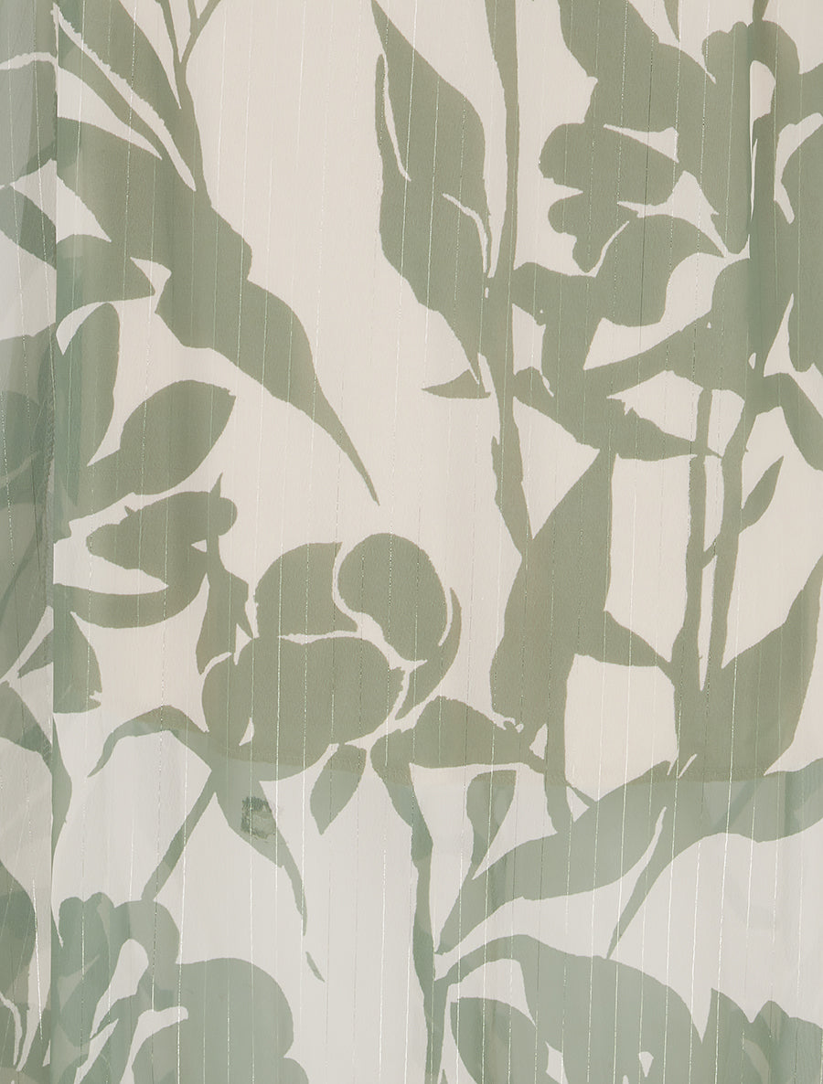 Jupe longue imprimé floral à rayures irisées - Kaki - 3