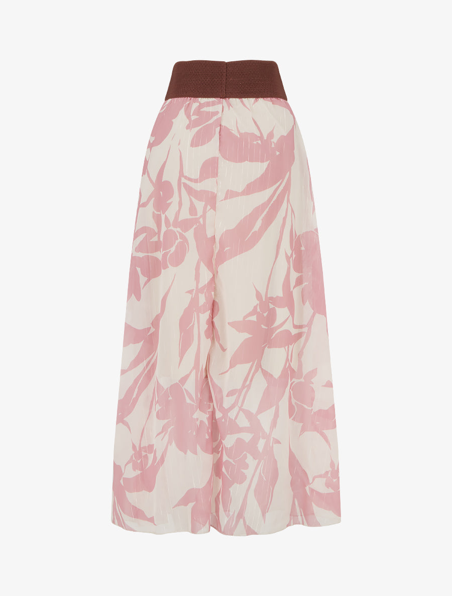 Jupe longue imprimé floral à rayures irisées - Rose - 2