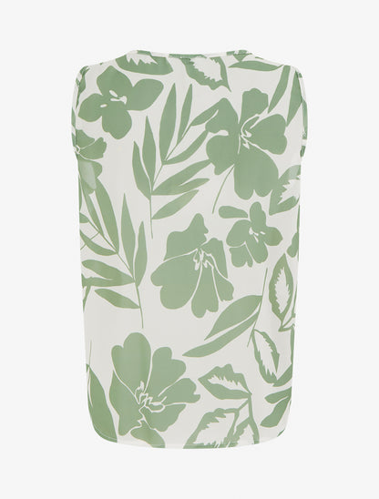 Top en voile imprimé floral - Kaki - 2