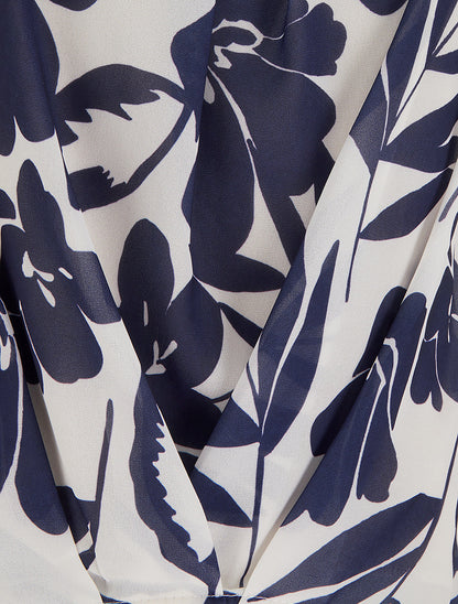 Top en voile imprimé floral - Marine - 3