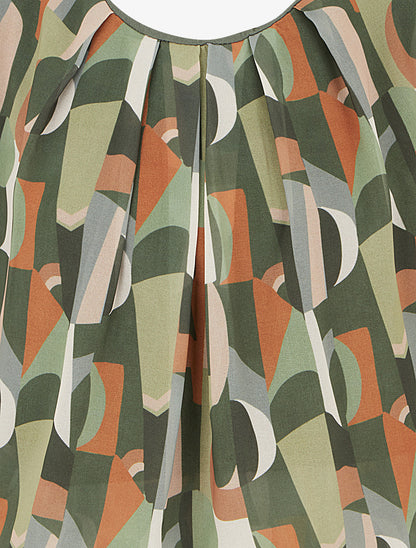 Top imprimé fantaisie à manches courtes - Kaki - 3