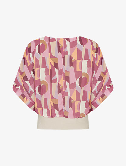 Top imprimé fantaisie à manches courtes - Vieux rose - 2