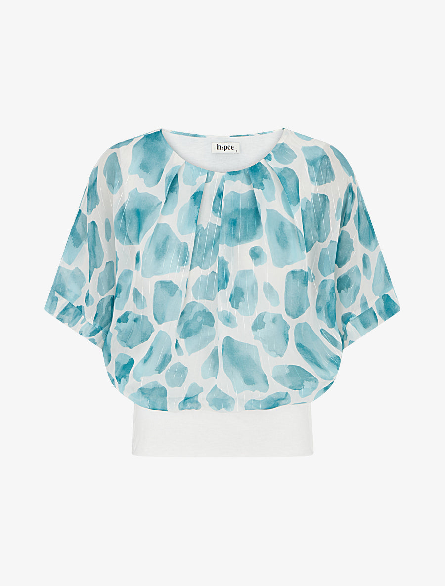 Top imprimé girafe à rayures irisées - Turquoise - 1