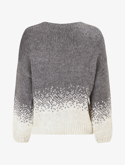 Pull en maille bicolore - Gris - 2