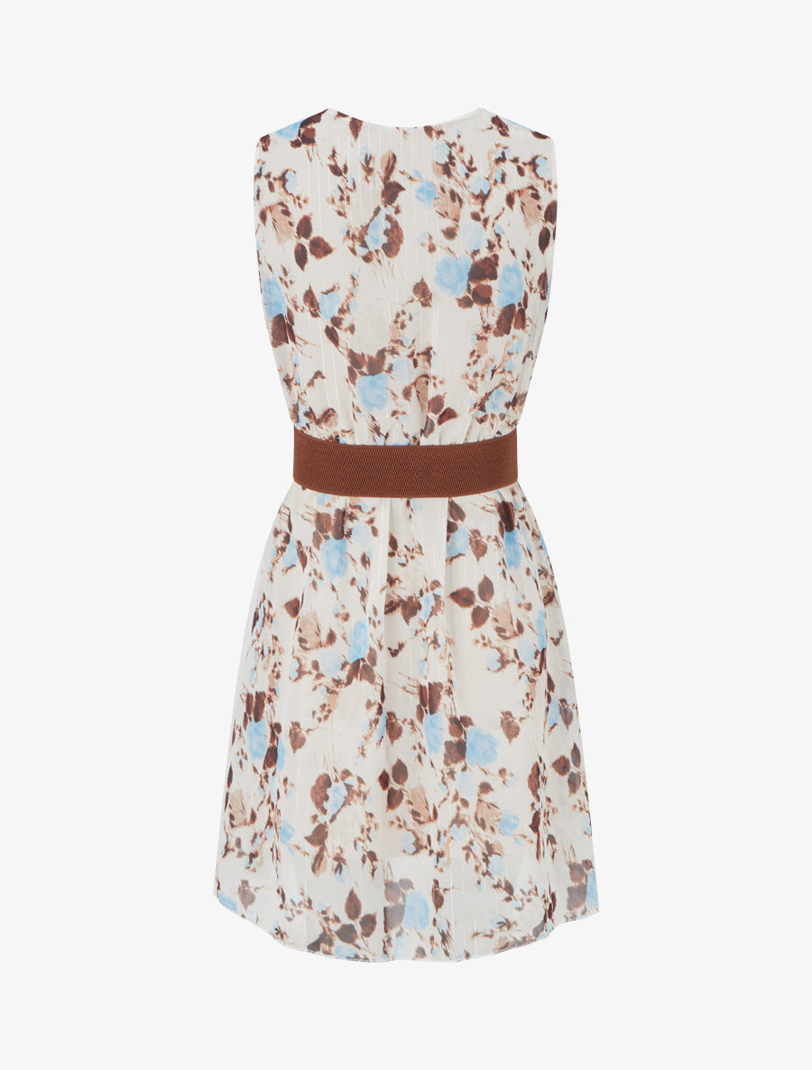 Robe imprimé fleuri à rayures irisés - Bleu ciel - 2