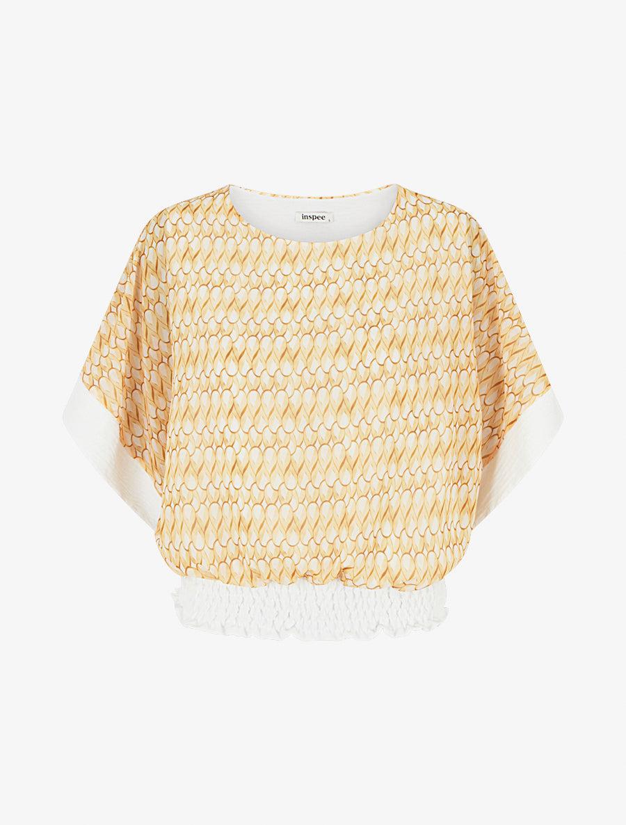 Top imprimé fantaisie à manches chauves-souris - Jaune - 1