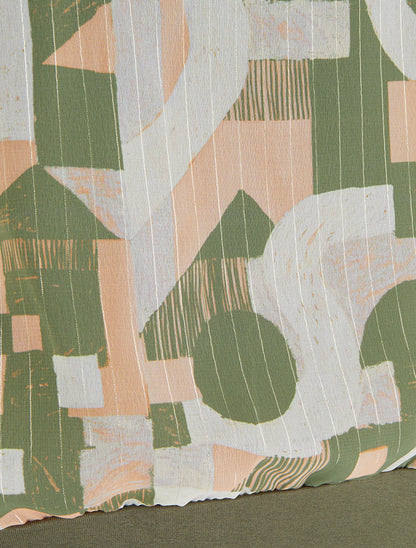 Top boule manches courtes imprimé graphique - Kaki - 3