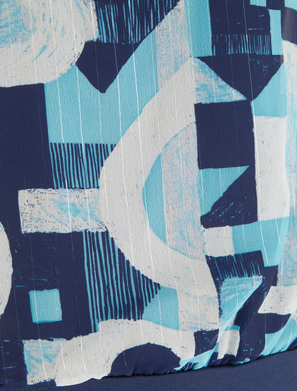 Top boule manches courtes imprimé graphique - Marine - 3