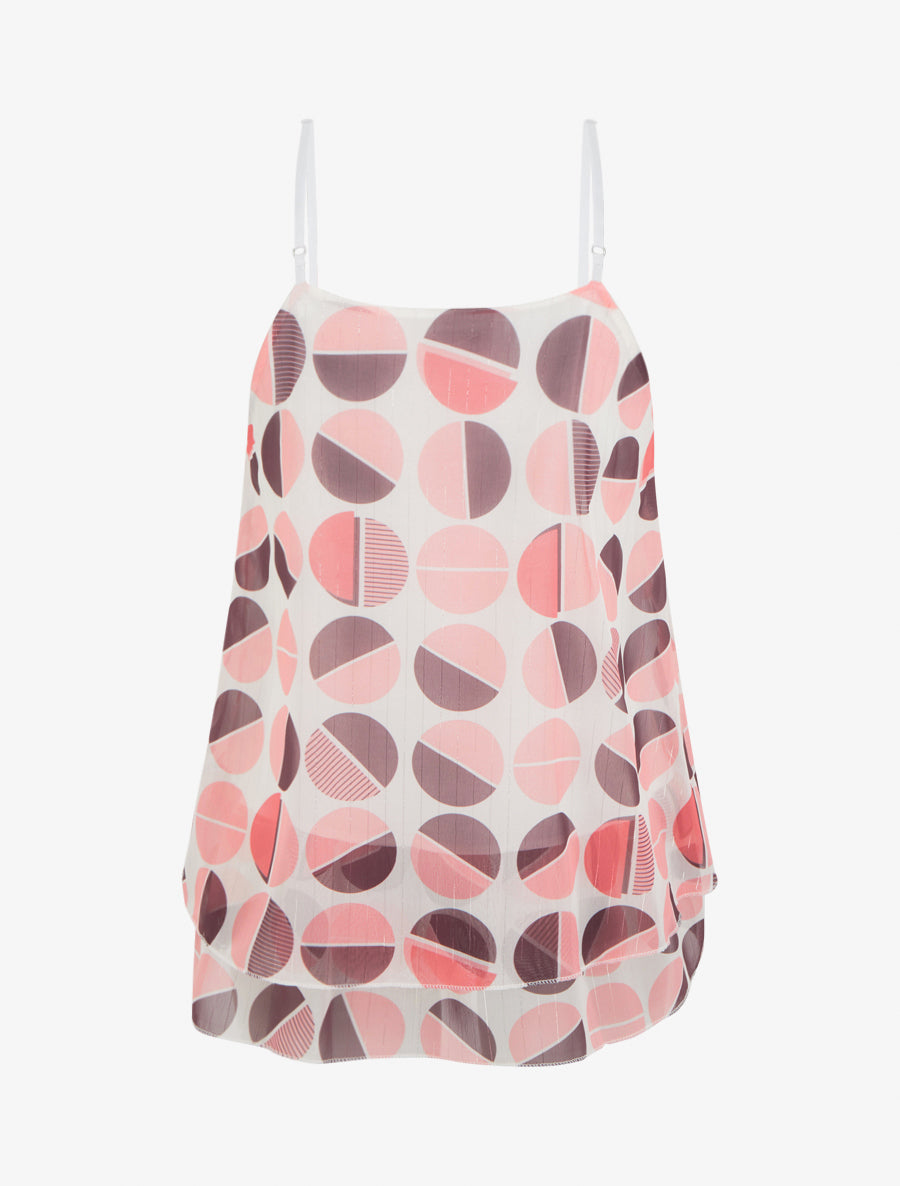 Caraco imprimé demi-cercles à rayures irisées - Rose - 2