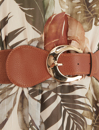 Robe à bretelles chaînes imprimé tropical - Kaki foncé - 3