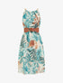 Robe à bretelles chaînes imprimé tropical - Turquoise - 1
