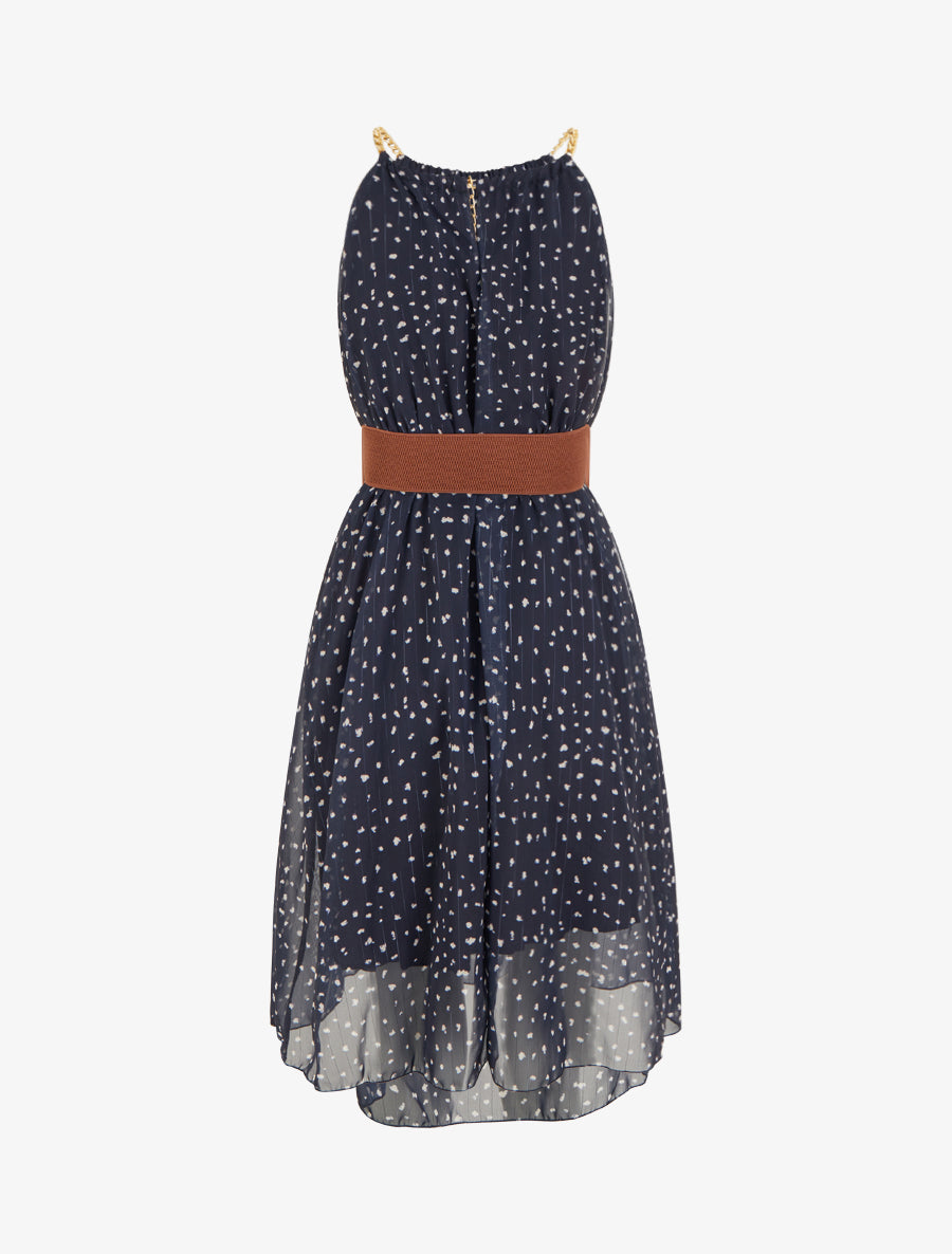Robe à bretelles chaînes imprimé moucheté - Marine - 2
