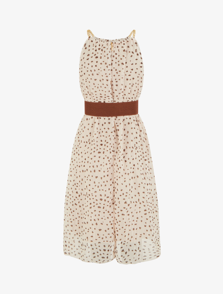 Robe à bretelles chaînes imprimé moucheté - Beige - 2
