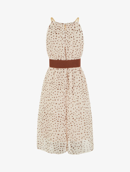 Robe à bretelles chaînes imprimé moucheté - Beige - 2