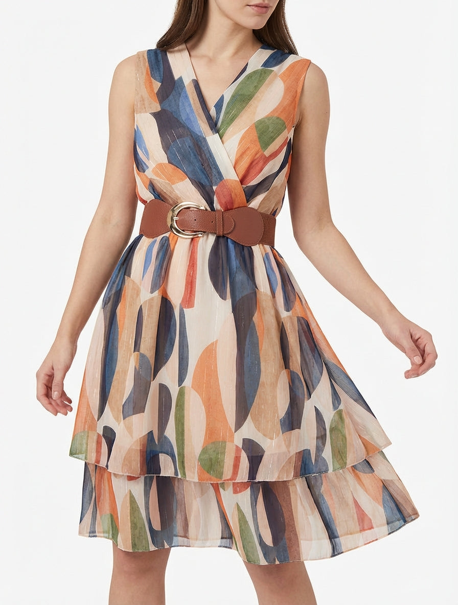 Vestido skater sin mangas con estampado de fantasía - Marine