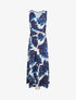 Robe imprimé feuillage à taille élastiquée - Marine - 1