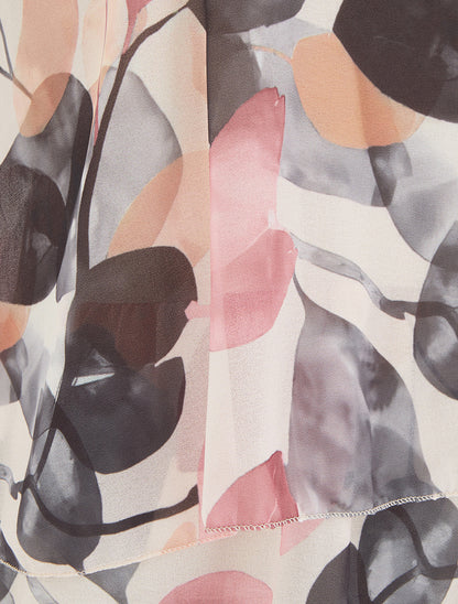 Top imprimé feuilles à bords volantés - Noir - 3