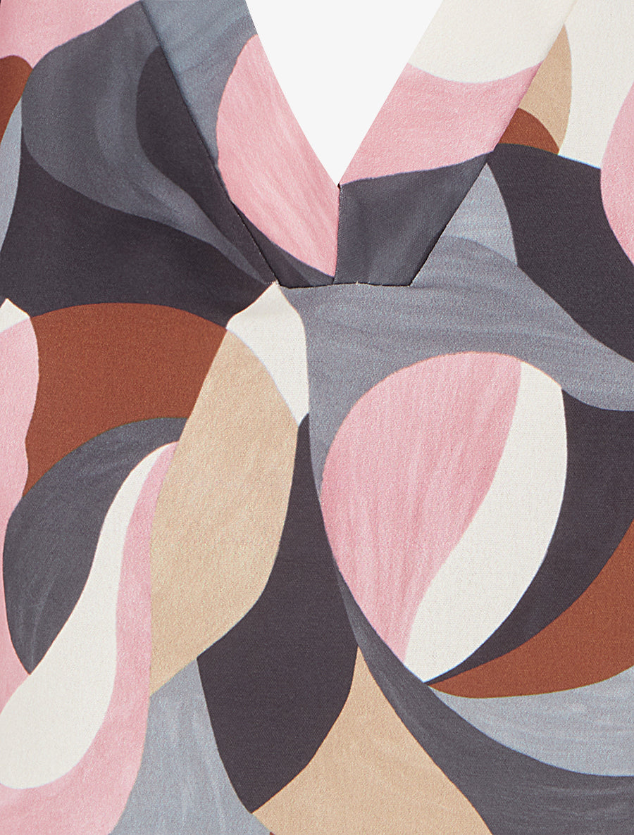 Top imprimé abstrait à manches courtes - Noir - 3