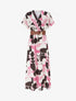 Robe longue manches courtes imprimé graphique - Marron - 1