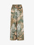 Pantalon imprimé feuillage à taille élastiquée - Kaki - 1