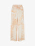 Pantalon imprimé feuillage à taille élastiquée - Beige - 1