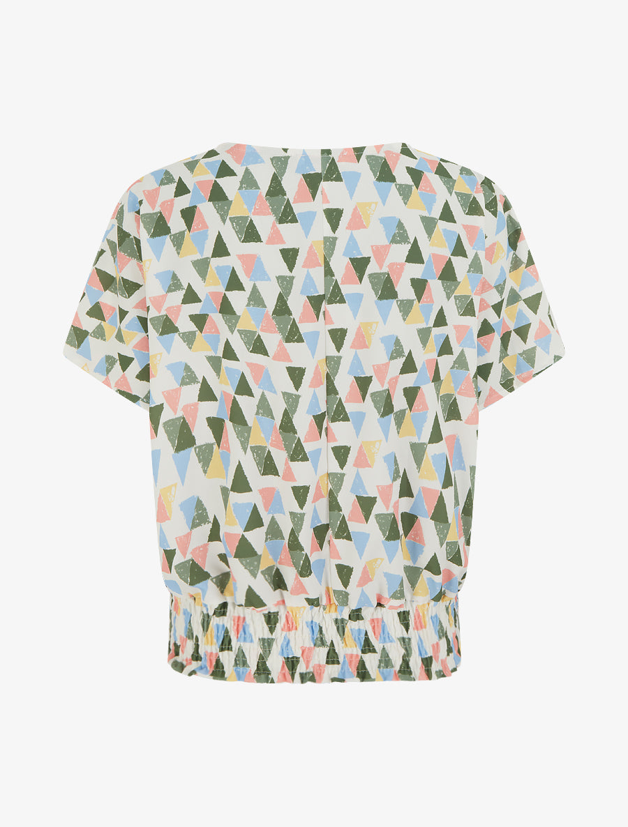 Top coupe boule imprimé triangles - Kaki - 2