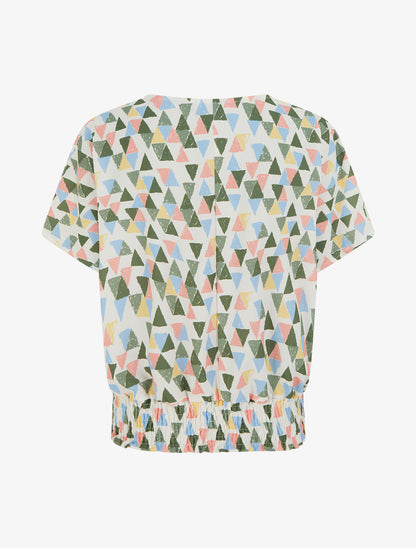 Top coupe boule imprimé triangles - Kaki - 2