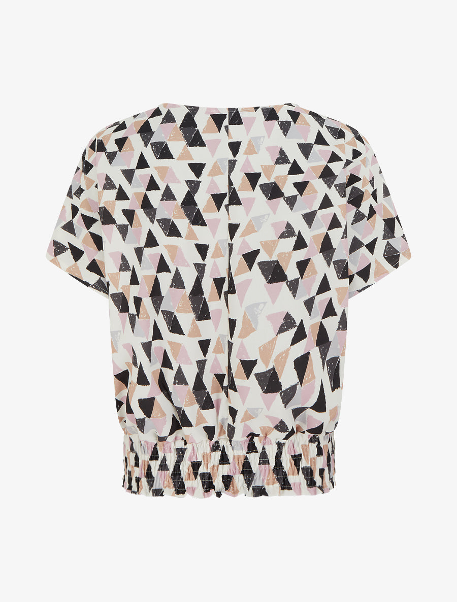 Top coupe boule imprimé triangles - Noir - 2