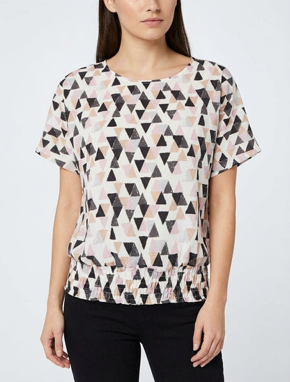 Top corte bola estampado con triángulos - Negro