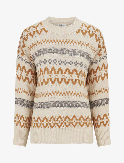 Pull en maille imprimé fantaisie - Beige - 4