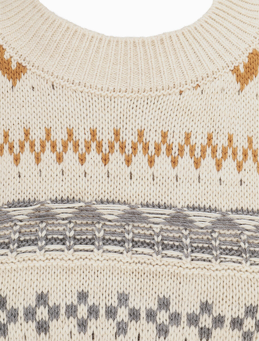 Pull en maille imprimé fantaisie - Beige - 3