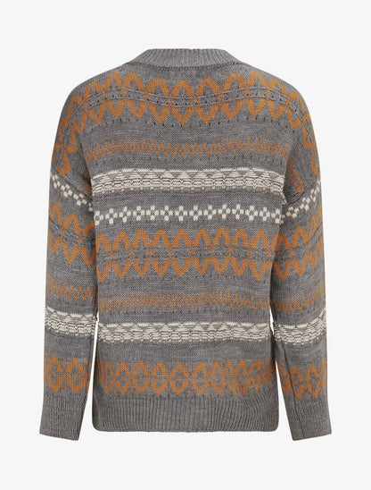 Pull en maille imprimé fantaisie - Gris foncé - 2