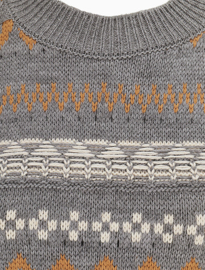 Pull en maille imprimé fantaisie - Gris foncé - 3