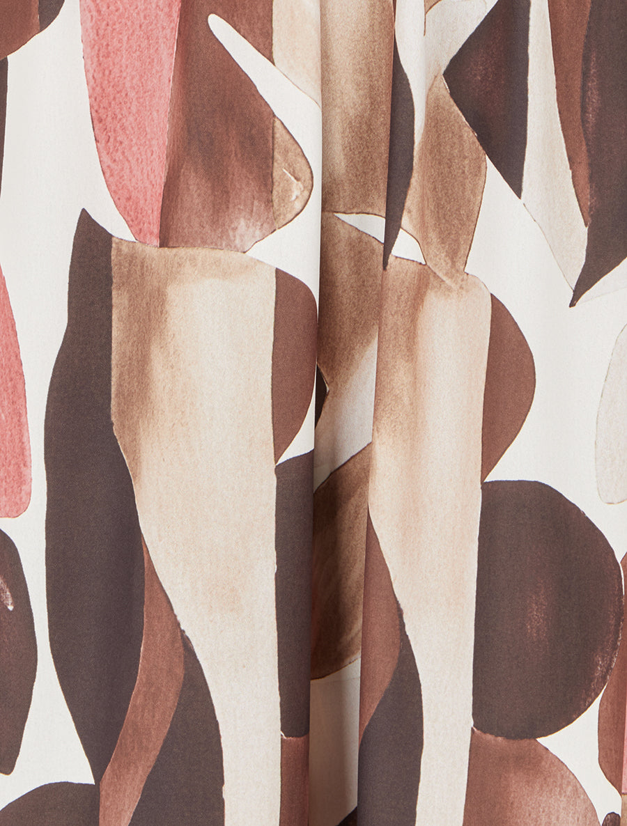 Combinaison imprimé abstrait à taille élastiquée - Marron - 3