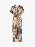 Combinaison imprimé floral à taille élastiquée - Kaki - 1