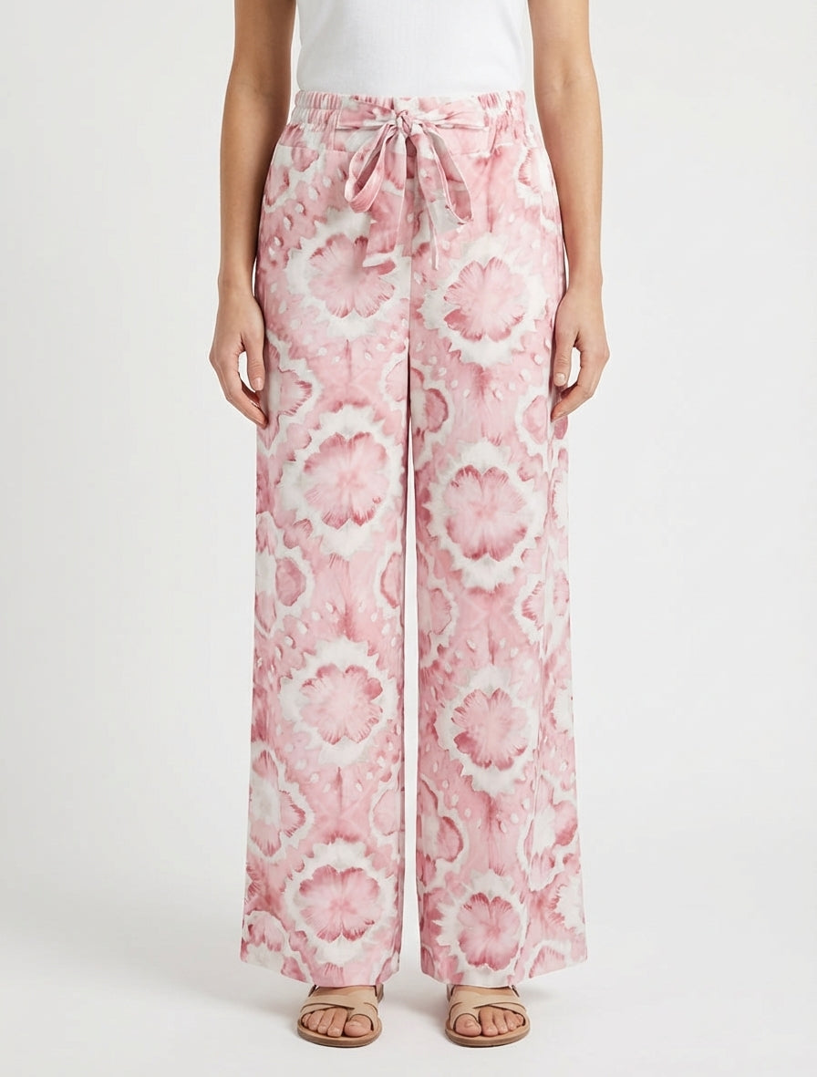 Pantalón elástico estampado abstracto - Rosa