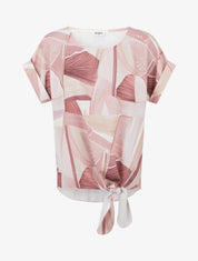 Top à nouer imprimé abstrait - Rose - 1