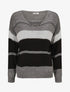 Pull en maille à rayures stylisées - Gris foncé - 1