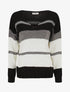 Pull en maille à rayures stylisées - Noir - 1