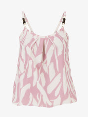 Caraco imprimé graphique à bretelles bijoux - Rose - 1